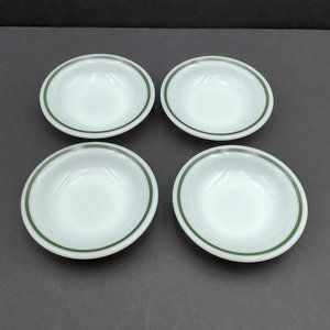 Pyrex Tableware by Corning White Berry Sauce Dessert Bowls White Bowl Green Band